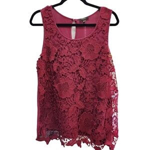 Cupio Maroon Lined Knit Sleeveless Tank Top, Size XL